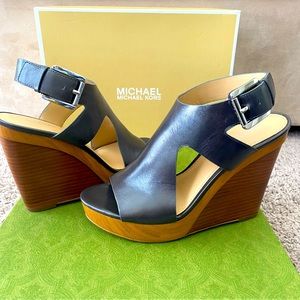 Michael Kors Josephine Wedge Embossed Leather